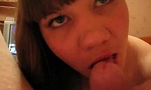 My cute Russian girlfriend sucks my cock in POV, feeling amazing