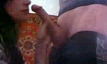 Femdom milf ruins handjob with footjob tease