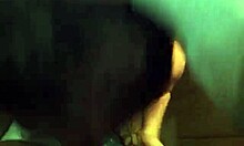 short haired brunette gives a homemade blowjob to her man