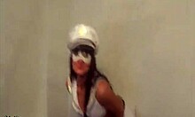 Amateur brunette teases and sucks hard cock in homemade video