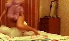 charming 18+ lady masturbating with tan lines on big bed