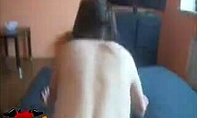 Masked brunette girlfriend rides cock passionately while moaning in stockings and lingerie