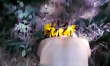 amateur couple in garden