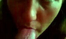 Cute brunette girlfriend casually sucks her man in pov style