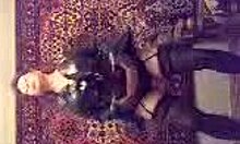 Pretty Russian babe dances seductively in stockings, nylon lingerie, and panties, teasing with her mature fetish moves