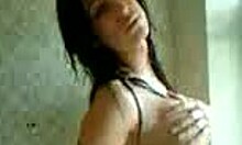 Amateur Girlfriend with Fake Tits Showers, Washing Her Sexy Body in the Bathroom Wetly