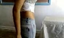 naughty amateur babe teasing with big natural tits in jeans