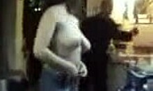Chubby girlfriend dances privately with her stud at home.
