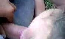 amateur girlfriend sucks boyfriend's thick cock outdoors in pov