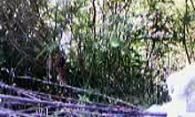 Horny guy uses dildo on tight asshole in outdoor nature setting