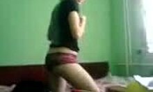 Amateur Blonde Hottie Teasingly Puts On Her Sexy Clothes In Private Bedroom