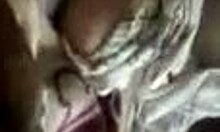 girlfriend gobbles boyfriends big balls in pov blowjob. brunette amateur couple in homemade oral fun.