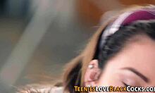 Teen feels the passion in interracial oral with big cock