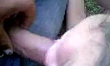 amateur girlfriend sucks boyfriend's thick cock outdoors in pov