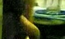 Amateur brunette couple fucks hard in public toilet doggystyle