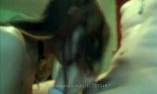 brunette girlfriend cocksucker swallows her man's cock