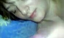 My short-haired brunette girlfriend sucking my cock in close-up