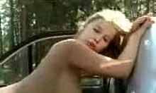 petite blonde girlfriend getting pounded hard in car