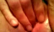 Girlfriend In Nylon Stockings Fingers Her Shaved Pussy Close-Up