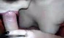 In this homemade POV video, the brunette girlfriend eagerly sucks her boyfriend's cock while they're both naked