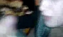 Kinky girl munches on cock in close-up while being filmed, intriguing contrast