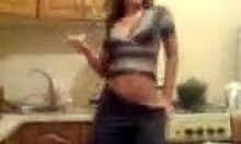 Teen Girl Stripping And Teasing In Kitchen On Webcam