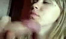 adorable blonde girlfriend enjoys oral with her man