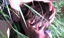 Short Haired Brunette Exhibitionist In Nature With Boyfriend