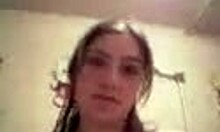 chubby brunette teen relaxes alone at home