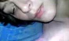 My short-haired brunette girlfriend sucking my cock in close-up