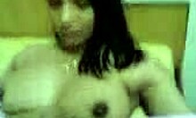 cute oriental brunette teases and gropes under the towel, revealing her naked body 😏