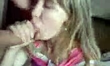 adorable blonde girlfriend enjoys oral with her man