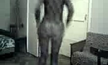 Blonde camwhore wearing stockings dances for her fans