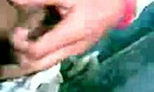 Teen brunette girlfriend handles his cock like a pro, sucking him off in homemade oral action.