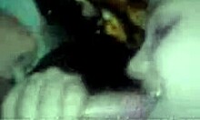 Kinky girl munches on cock in close-up while being filmed, intriguing contrast