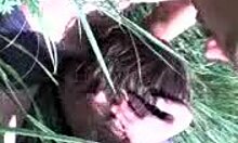 Short Haired Brunette Exhibitionist In Nature With Boyfriend