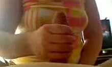 Fat Slut Tugs And Chokes On Man's Cock