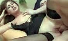 Slutty babe in lingerie getting pounded hard while moaning loud