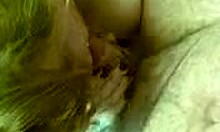 Chubby blonde slut sucking her man off in POV, isn't that hot?