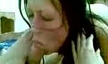 brunette slut getting spit roasted by two guys 😏