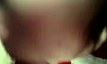 brunette girlfriend performs pov close-up sucking