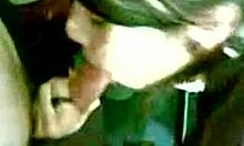 Teen brunette girlfriend handles his cock like a pro, sucking him off in homemade oral action.