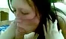 brunette slut getting spit roasted by two guys 😏