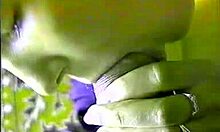 Horny naked slut sucking her boyfriends cock in POV