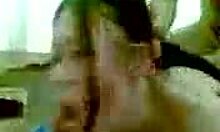 brunette slut getting spit roasted by two guys 😏