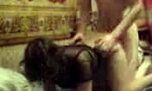 The brunette is getting a hard pounding from a horny teen 😏