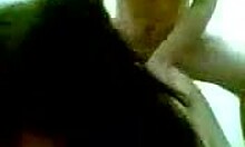 brunette slut getting spit roasted by two guys 😏