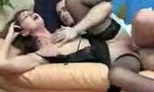 Slutty babe in lingerie getting pounded hard while moaning loud