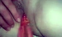 boyfriend helps his naked girl reach climax with dildo fingering