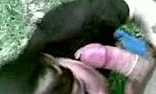 Outdoor adventure with girlfriend in the wilderness.